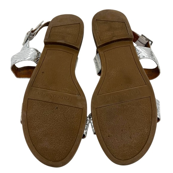 Franco Sarto Velocity Silver Snakeskin Comfort Flat Sandals Women’s 10 - Picture 11 of 13